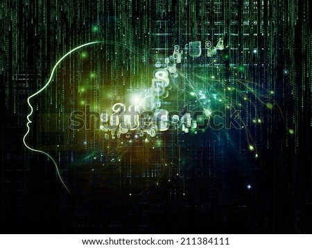 Artificial Intelligence series. Abstract design made of human profile and numbers on the subject of thinking, logic, computers and future technology