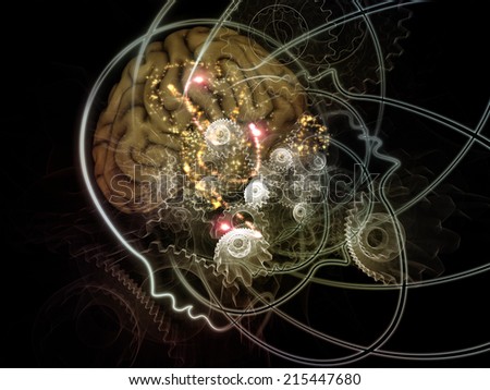 Human Mind series. Visually attractive backdrop made of brain, human outlines and fractal elements suitable as element for layouts on technology, science, education and human mind