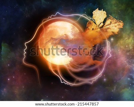 Inner Moon series. Backdrop of moon, human profile and design elements on the subject of spirit world, dreams, imagination, astrology and the mind