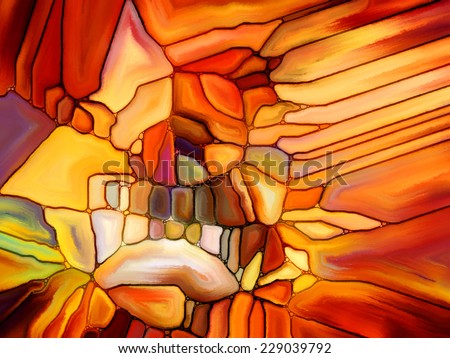 Stained Glass Pattern series. Background design of virtual stained glass fragments on the subject of art, craft and design