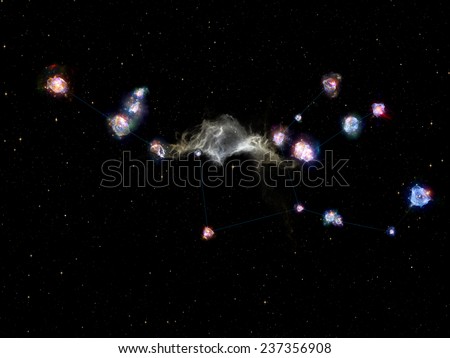 Star Glow series. Arrangement of fractal elements, constellation lines and lights on the subject of Universe, cosmos, astronomy, astrology and education