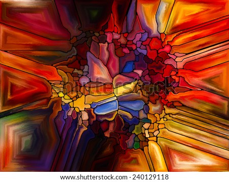 Stained Glass Pattern series. Background design of virtual stained glass fragments on the subject of art, craft and design