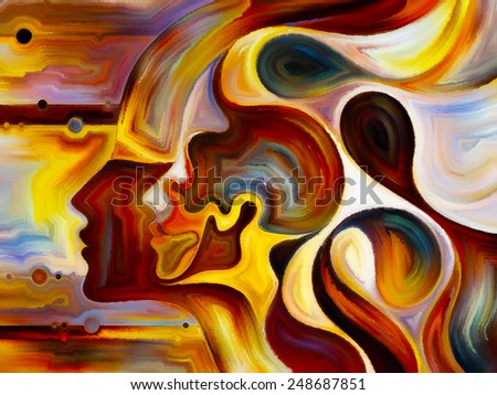 Colors of the Mind series. Artistic background made of elements of human face, and colorful abstract shapes for use with projects on mind, reason, thought, emotion and spirituality