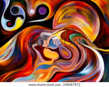 Colors of the Mind series. Creative arrangement of elements of human face, and colorful abstract shapes as a concept metaphor on subject of mind, reason, thought, emotion and spirituality