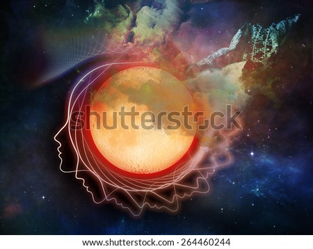 Inner Moon series. Abstract design made of moon, human profile and design elements on the subject of spirit world, dreams, imagination, astrology and the mind