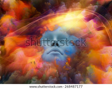 Lucid Dreaming series. Design composed of human face and colorful fractal clouds as a metaphor on the subject of dreams, mind, spirituality, imagination and inner world