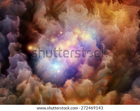 Dream Surface series. Graphic composition of Colorful fractal clouds and graphic elements to serve as complimentary design for subject of dreams, spirituality and imagination