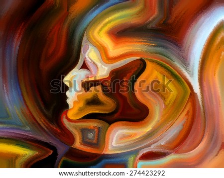 Colors of the Mind series. Creative arrangement of elements of human face, and colorful abstract shapes as a concept metaphor on subject of mind, reason, thought, emotion and spirituality