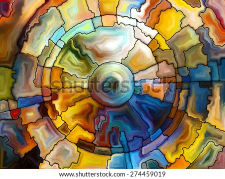 Stained Glass Pattern series. Abstract design made of virtual stained glass fragments on the subject of art, craft and design