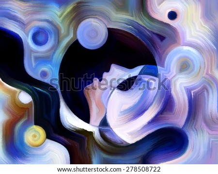 Colors of the Mind series. Backdrop of elements of human face, and colorful abstract shapes on the subject of mind, reason, thought, emotion and spirituality