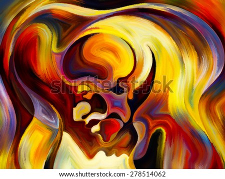 Colors of the Mind series. Composition of elements of human face, and colorful abstract shapes with metaphorical relationship to mind, reason, thought, emotion and spirituality