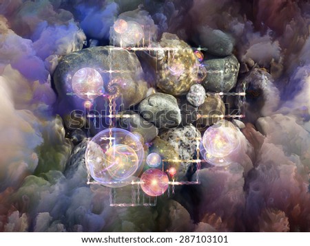 Dream Surface series. Arrangement of Colorful fractal clouds and graphic elements on the subject of dreams, spirituality and imagination