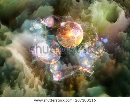 Dream Surface series. Abstract design made of Colorful fractal clouds and graphic elements on the subject of dreams, spirituality and imagination