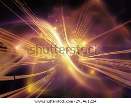 Light Trail series. Arrangement of light trails and forms on the subject of graphic design, science and technology