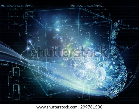 Coordinates of Science series. Arrangement of notes, light waves and numbers on the subject of science, education and technology