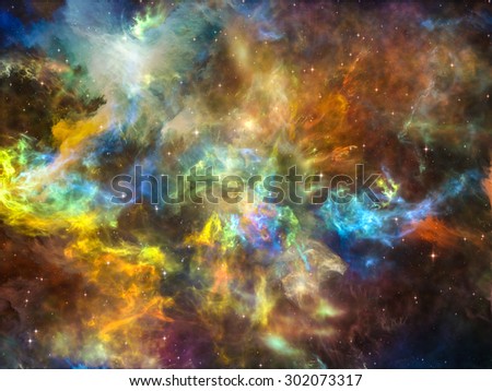 Once Upon a Space series. Design composed of fractal clouds as a metaphor on the subject of Universe, cosmos, astronomy, science and education