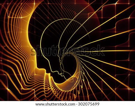 Geometry of Soul series. Backdrop of profile lines of human head on the subject of education, science, technology and graphic design