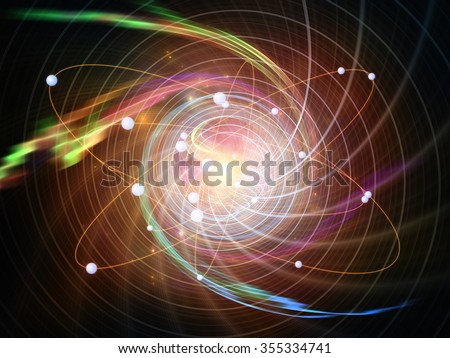 Atom Within series. Arrangement of electron orbits and fractal pattern on the subject of science and technology