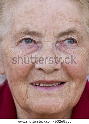 Face of a smiling old woman
