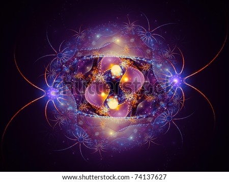 Colorful vibrant abstract fractal design on the subject of deep-sea life, magic, fantasy and occult.