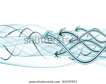 Interplay of abstract graceful waves and arrows on the subject of directional flow, communication and data transfer