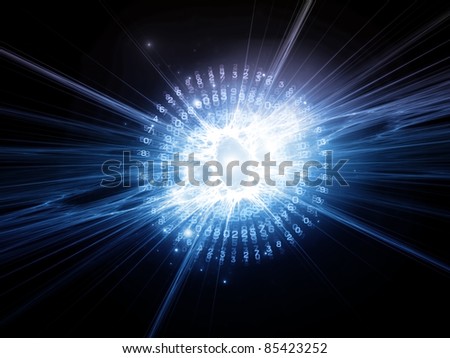Interplay of dynamic fractal burst and numbers rendered against plain background