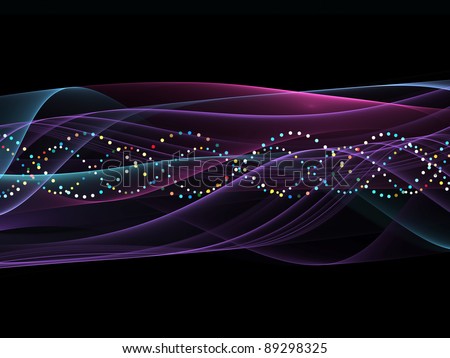 Colorful sine wave pattern of graphic elements rendered against plain background