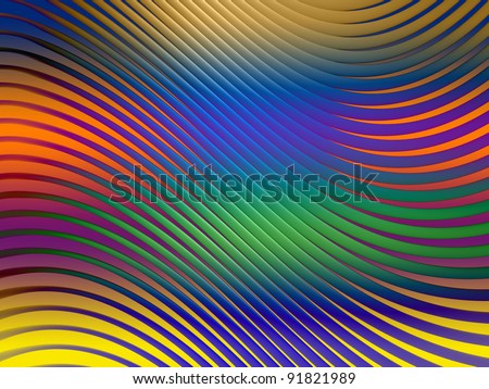 Tinted background screen of curved three dimensional geometric lines