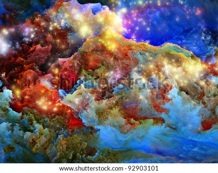 Rendering of colorful fractal foam and lights suitable as backdrop for artistic, spiritual, creative and children projects