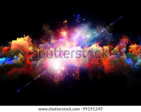 Artistic abstraction on the subject of art, spirituality, painting, music , visual effects and creative technologies  composed of clouds of fractal foam and abstract lights