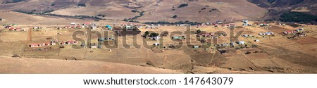 Colorful rural houses panorama.  Eastern Cape, South Africa.