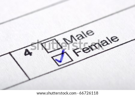 Check box for selection of sex on white paper