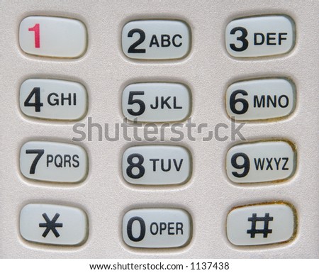 Keypad numbers from an old cell phone. Slight grunge around some keys.