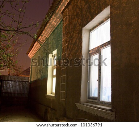 night photography. windows on the house