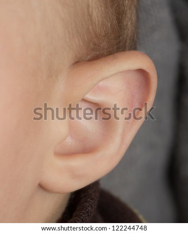 Little human child one listening silence ear macro