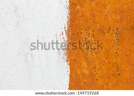 Background of rusty metal painted with white paint