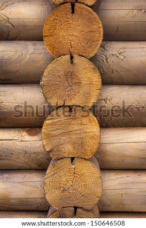 logs in the wall of a log house