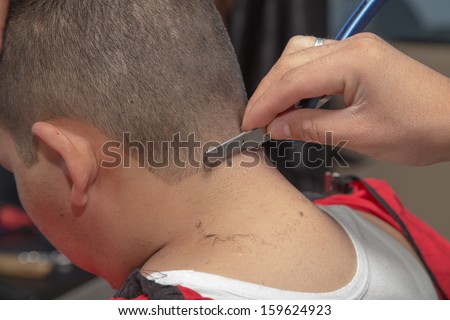 Edge razor in a barber shop