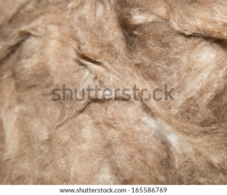 Close up of a glass wool roll for insulation purpose, side view with details