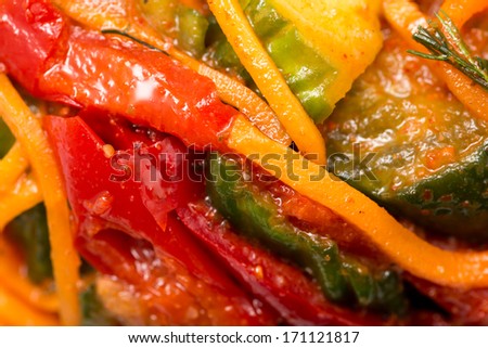 Korean cucumber salad with carrots. macro