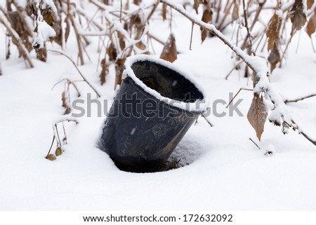 bucket in the snow