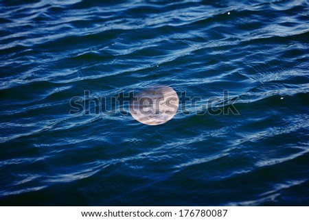 moon reflected in water with waves