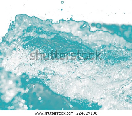 water with splashes on white background