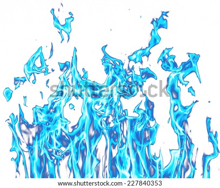 blue flame of fire on white background