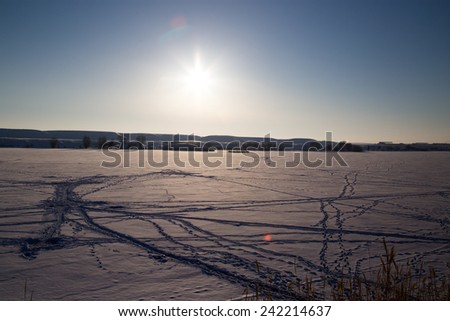 frozen lake in winter nature