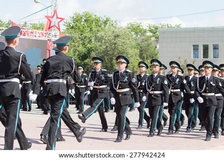 SHYMKENT city, KAZAKHSTAN MAY 9, 2015: Gala concert with the participation of the military, the Victory Day, in memory of the soldiers of the Great Patriotic War.