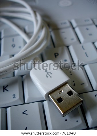 White USB Cable on Keyboard