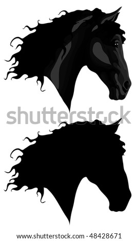 stock vector Black horse head outline