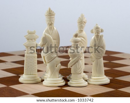 Hand carved Chinese chess set