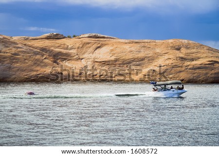 Boating on Lake Powell in Glen Canyon National Recreation Area Utah
